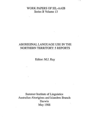 Aboriginal Language Use in the Northern Territory - Report