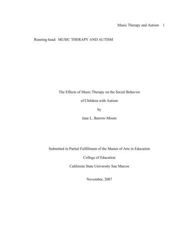 The effects of music therapy on the social behavior of children with autism