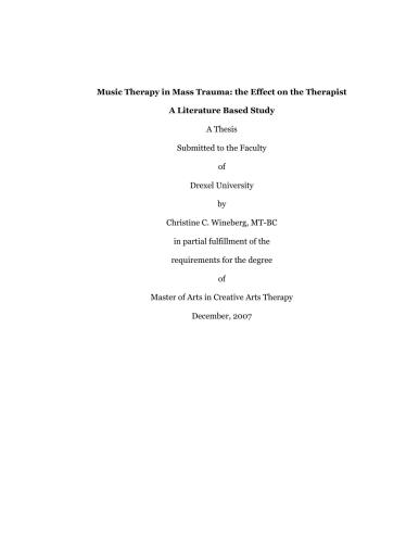 Music therapy in mass trauma: the effect on the therapist a literature based study