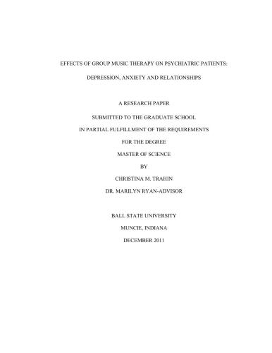 Effects of group music therapy on psychiatric patients: depression, anziety and relationchips