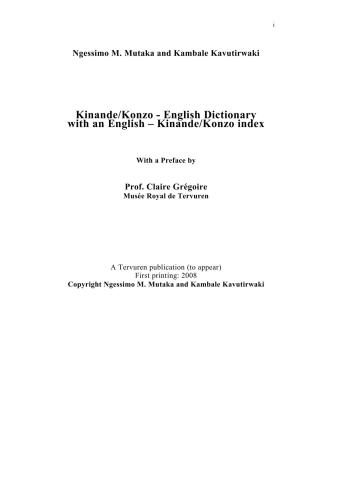Kinande/Konzo - English Dictionary with an English - Kinande/Konzo index