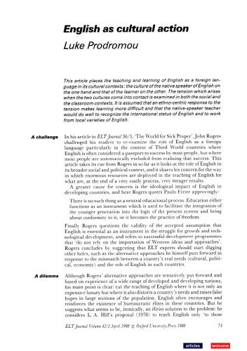 English as cultural action