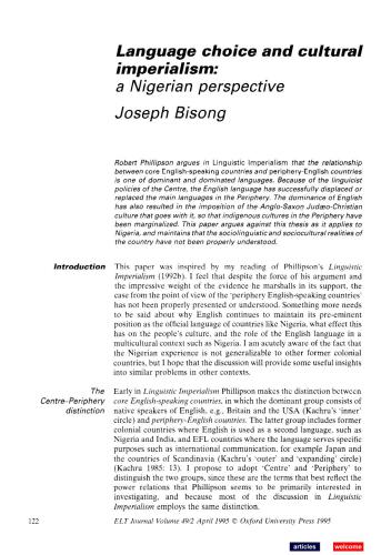 Language choice and cultural imperialism: a Nigerian perspective