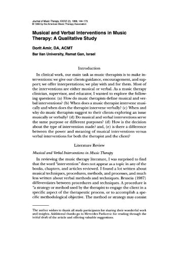 Musical and verbal interventions in music therapy: a qualitative study