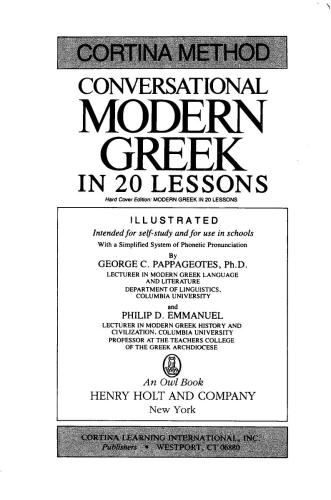 Conversational Modern Greek in 20 Lessons