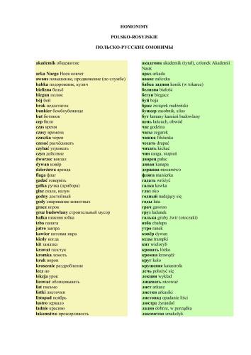 Polsko-rosyjskie homonimy