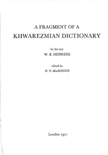 A Fragment of a Khwaresmian Dictionary