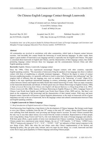 On Chinese-English Language Contact through Loanwords