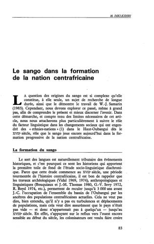Le sango, langue officielle de la République Centreafricaine