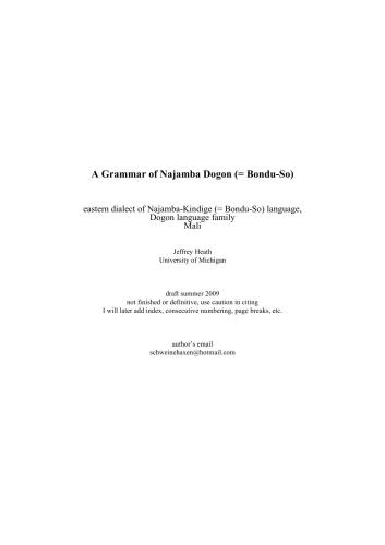 A Grammar of Najamba Dogon