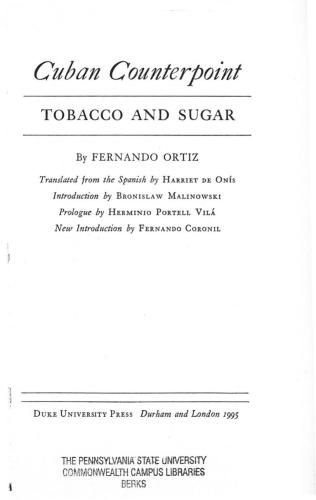 Cuban counterpoint: Tobacco and sugar (fragments)
