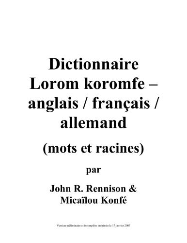 Koromfe-English-Français-Deutsch Dictionary