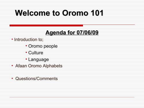 Welcome to Oromo