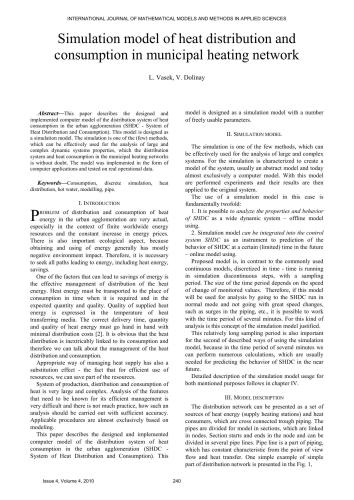 Simulation Model of Heat Distribution and Consumption in Municipal Heating Network