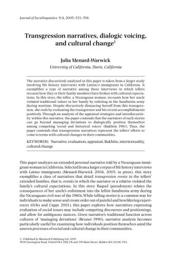 Transgression narratives, dialogic voicing, and cultural change