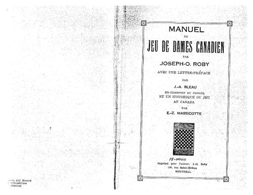 Manuel du jeu de dames canadien