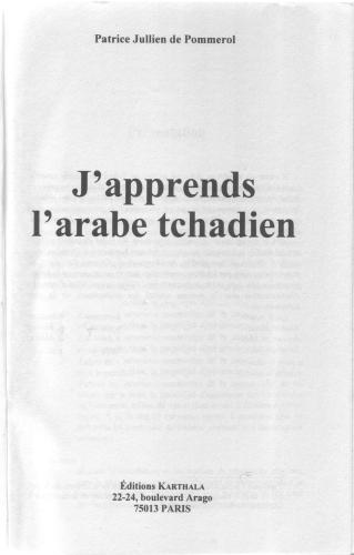 J’apprends l’Arabe Tchadien