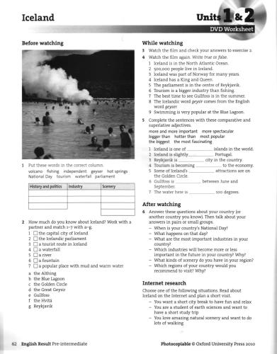 English Result pre-intermediate dvd worksheets