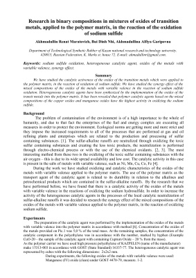 Research in binary compositions in mixtures of oxides of transition metals, applied to the polymer matrix, in the reaction of the oxidation of sodium sulfide
