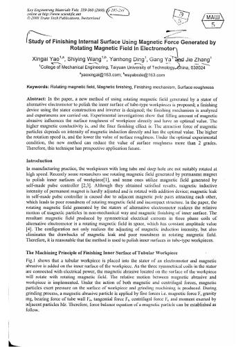 Study of Finishing Internal Surface Using Magnetic Force Generated by Rotating Magnetic Field in Electromotor