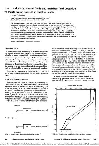 Bucker Use of calculated sound fields and matched-field detection to locate sound sources in shallow water