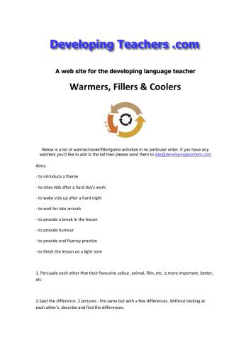 Warmers, Fillers, Coolers