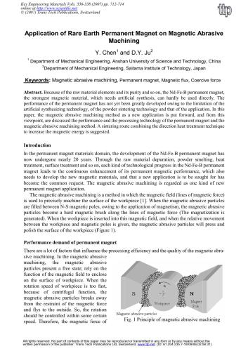 Application of Rare Earth Permanent Magnet on Magnetic Abrasive Machining