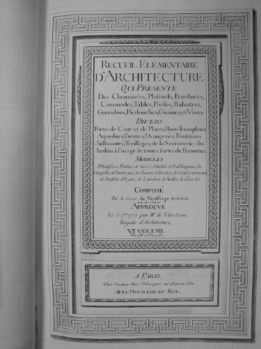 Recueil Elementaire d’Architecture (Том 6)