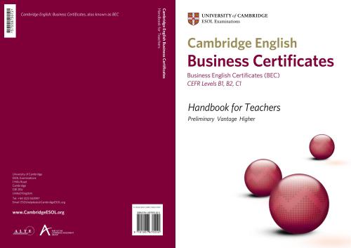 Business English Certificates (BEC): Handbook for Teachers Preliminary, Vantage, Higher 2012
