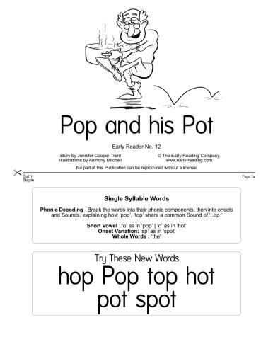 Early Reading: No.12 Pop and his Pot (Pupil's Book + Teacher's Guide)