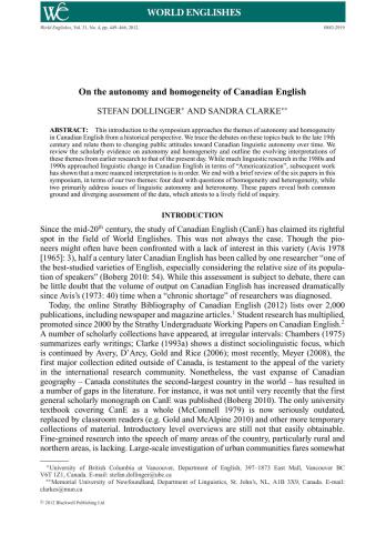 On the autonomy and homogeneity of Canadian English