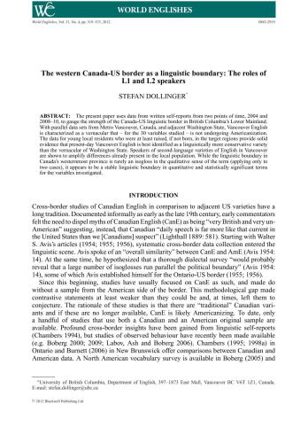 The western Canada-US border as a linguistic boundary: The roles of L1 and L2 speakers