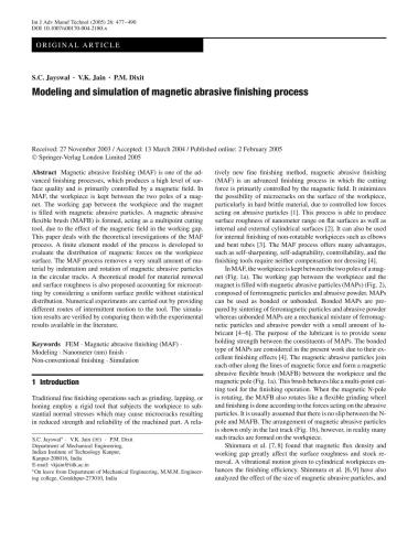 Modeling and simulation of magnetic abrasive finishing process