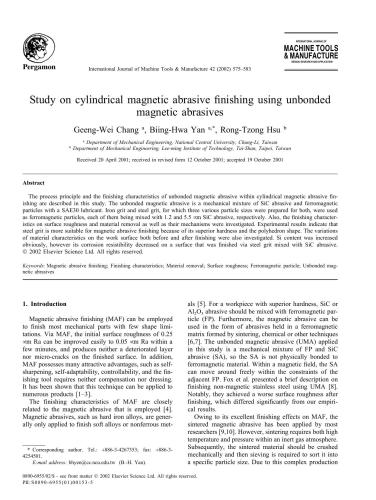 Study on cylindrical magnetic abrasive finishing using unbounded magnetic abrasives