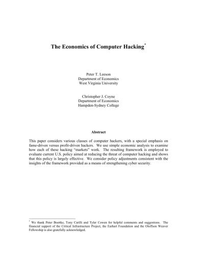 The Economics of Computer Hacking