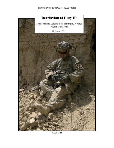 Dereliction of Duty II: Senior Military Leaders’ Loss of Integrity Wounds Afghan War Effort
