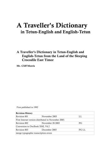 A Traveller's Dictionary in Tetun-English and English-Tetun
