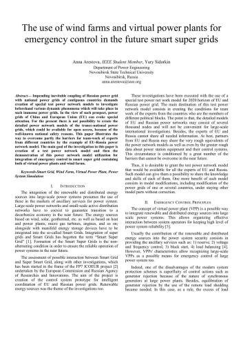 The use of wind farms and virtual power plants for emergency control in the future smart super grids