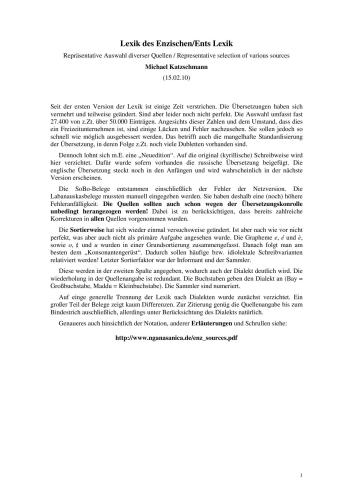 Lexik des Enzischen / Ents Lexik