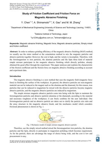 Study of friction coefficient and friction force on magnetic abrasive finishing
