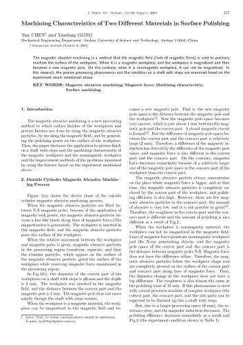 Machining characteristics of two different materials in surface polishing