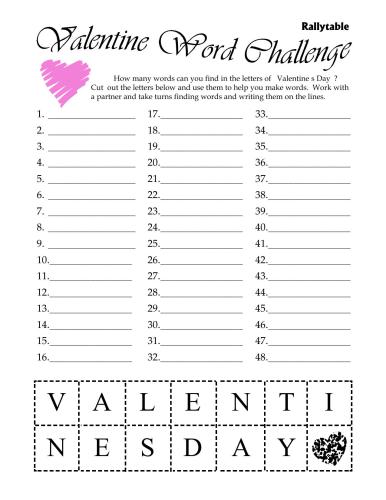 Valentine Word Challenge