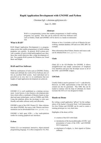 Rapid Application Development with GNOME and Python