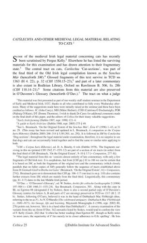 Catslechta and other medieval legal material relating to cats