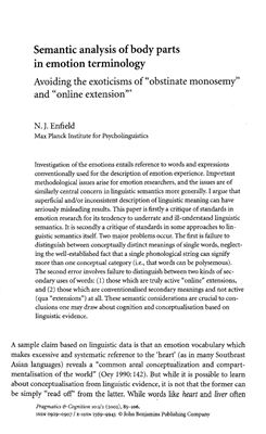 Semantic analysis of body parts in emotion terminology: Avoiding the exoticisms of obstinate monosemy and online extension