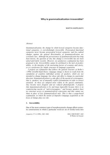 Why is grammaticalization irreversible?