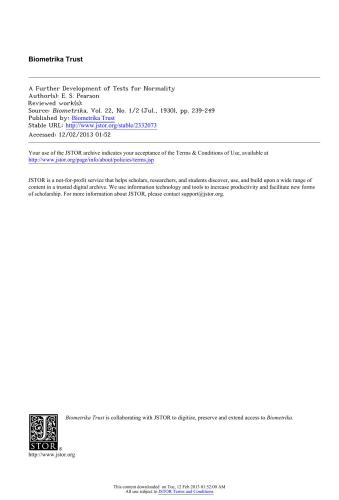 A Further Development of Tests for Normality