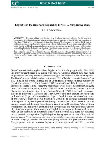 Englishes in the Outer and Expanding Circles: A comparative study