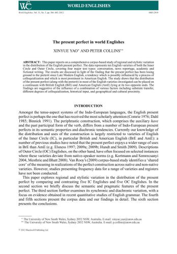 The present perfect in world Englishes