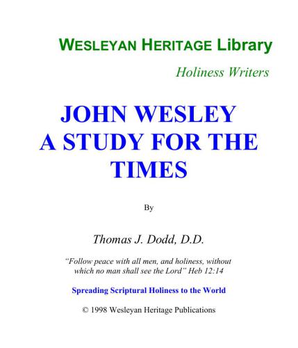 John Wesley: A Study For The Times
